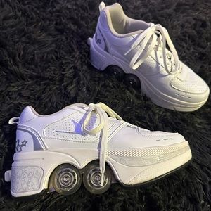 White multifunctional roller skates sneakers